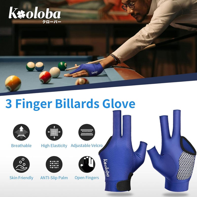 Kooloba Pool Glove for Left Hand - 3 Finger Billiards and Snooker Shooting Glove for Men & Women With Adjustable Velcro - Image 2